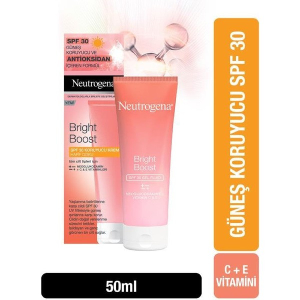Neutrogena Bright Boost Spf 30 yüz güneş kremi içeren koruyucu Krem 50ml Nemlendiriciler Fiyatı