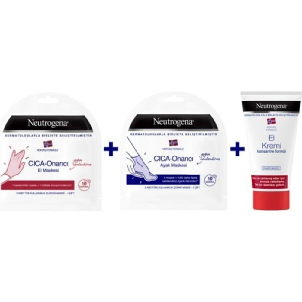 Neutrogena Cica Onarıcı El Maskesi + Ayak Maskesi + Parfümsüz El Maskeler Fiyatı