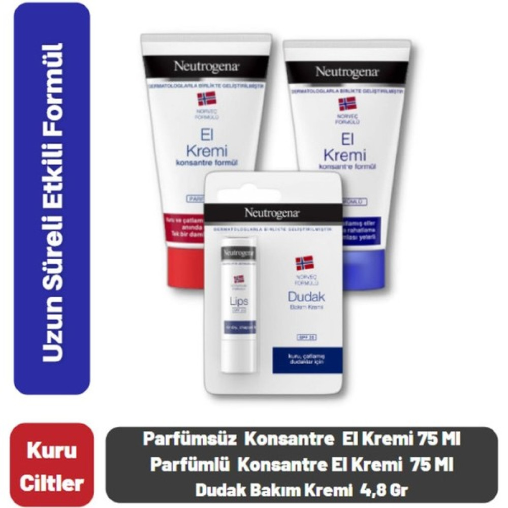 Neutrogena El Kremi Parfümlü El Kremi Parfümsüz Dudak Kremi Hediye El Bakımı Fiyatı