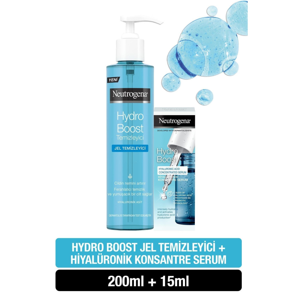 Neutrogena Hydro Boost Jel Temizleyici 200 Ml + Hydro Bost Hiyalüronik Asit Konsantre Ser Cilt Temizleme ve Peeling Fiyatı
