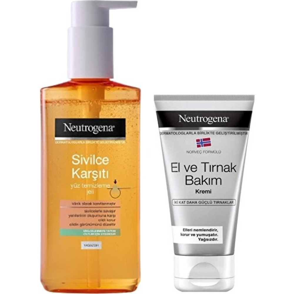 Neutrogena Sivilce Karşıtı Yüz Temizleme Jeli 200 ml & Norveç Formülü El & Tırnak Bakım Kremi 75 ml Cilt Temizleme ve Peeling Fiyatı