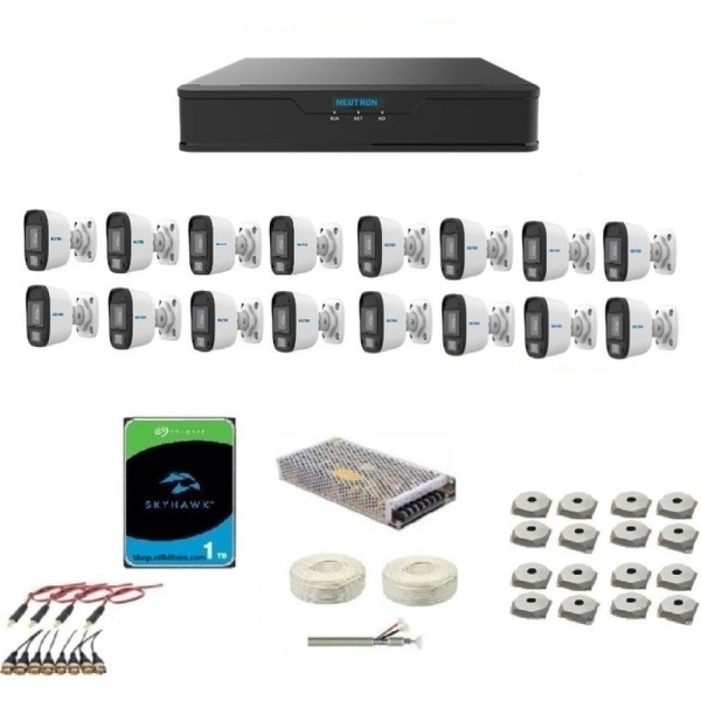 Neutron 2mp 16 Kameralı Gece Renkli Sesli Dış Ortam Ahd Full Kamera Seti 1 Tb Disk NEU-AB120-28-CA Oto Boyaları Fiyatı