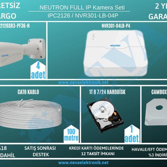 Neutron IPC2126SR3-PF36-N 2 Mp 3.6mm Ip Bullet Kamera