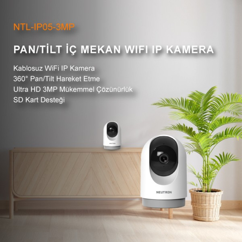 Neutron NTL-IP05-3MP 360° Derece Dönebilen 3 Mp Kızılötesi Gece Görüşlü Ip Wifi Ev Güvenlik Kamerası Güvenlik Kameraları Fiyatı