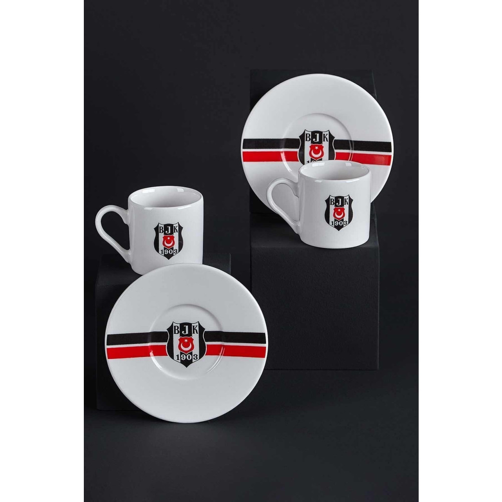 Neva Beşiktaş Lisanslı Çizgili 2li Kahve Fincan Takımı-bjk Fincan / Bardak / Kahve Takımı Fiyatı