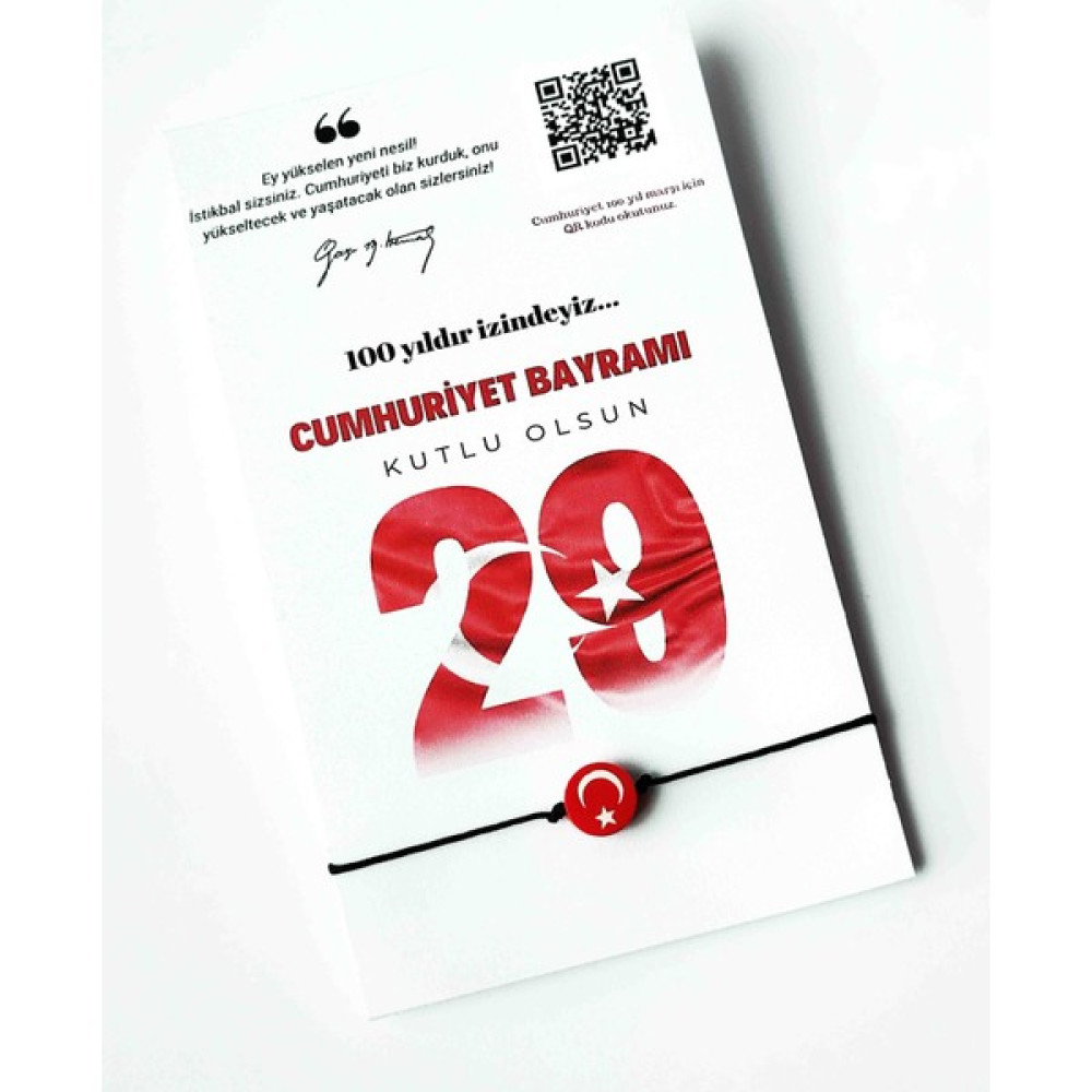 Neva Hediyelik 29 Ekim Cumhuriyet Bayramı Ay Yıldızlı Bileklik 100.YILA Özel Qr Kodlu 10 Adet Saat ve Bileklik Aksesuarı Fiyatı