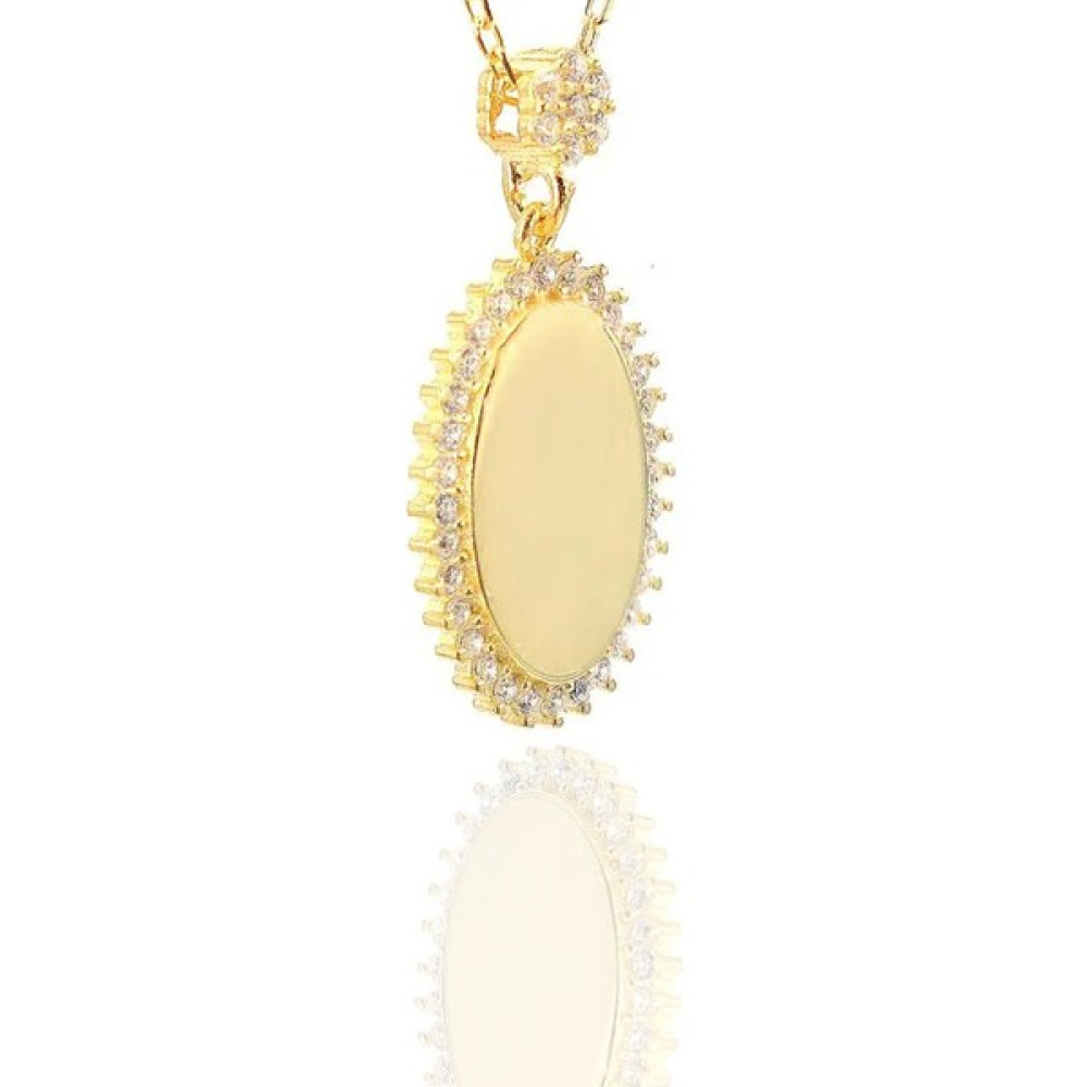Neva Jewelry 925 Ayar Fantastik Oval Ayna Modelli Gümüş Kolye - Gold - 45 cm Gümüş Kolye Fiyatı