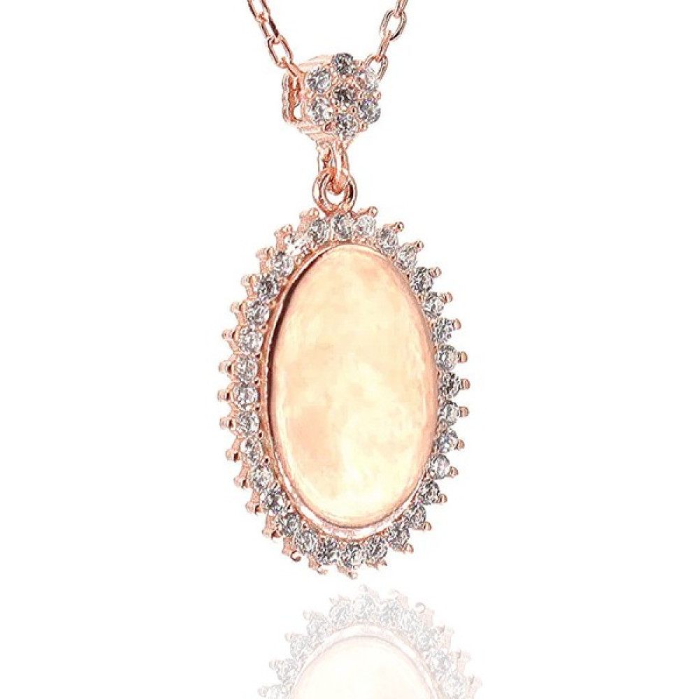 Neva Jewelry 925 Ayar Fantastik Oval Ayna Modelli Gümüş Kolye - Rose Gold - 45 cm Gümüş Kolye Fiyatı