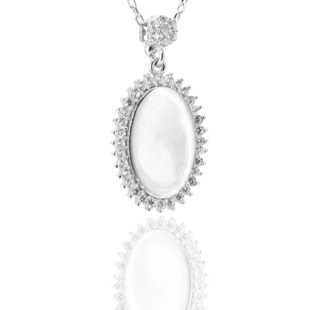 Neva Jewelry 925 Ayar Fantastik Oval Ayna Modelli Gümüş Kolye - Silver - 45 cm Gümüş Kolye Fiyatı