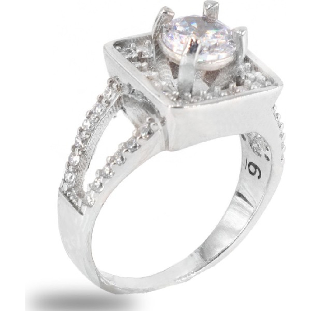 Neva Jewelry 925 Ayar Tek Taş Ayrık Kenar Tek Taş Modelli Gümüş Yüzük - Silver - 14 Gümüş Yüzük Fiyatı