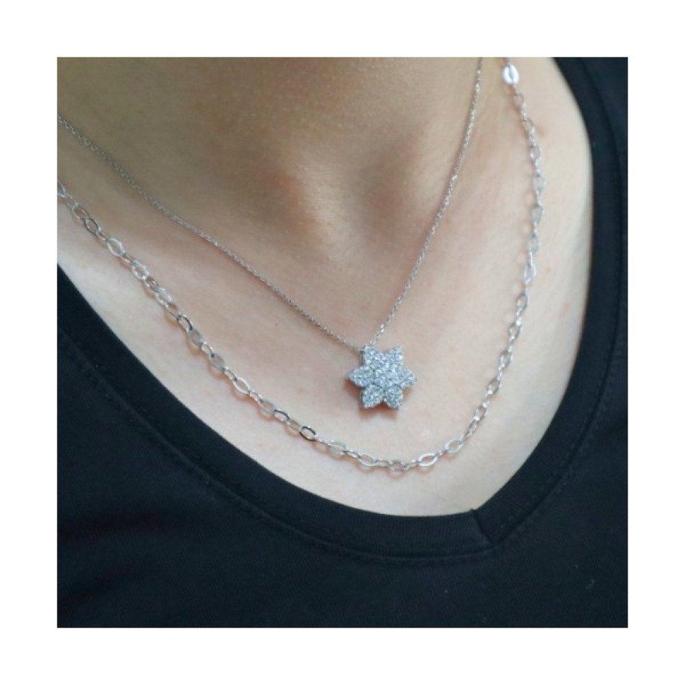 Neva jewelry Katmanlı Taşlı Papatya Kolye Gümüş Kolye Fiyatı