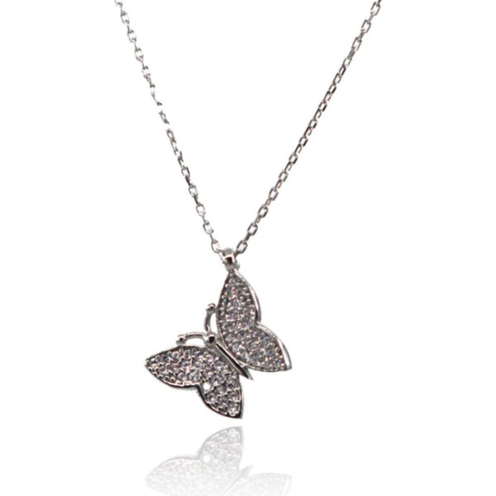 Neva Jewelry Kelebek Kolye - Silver - 45 cm Gümüş Kolye Fiyatı