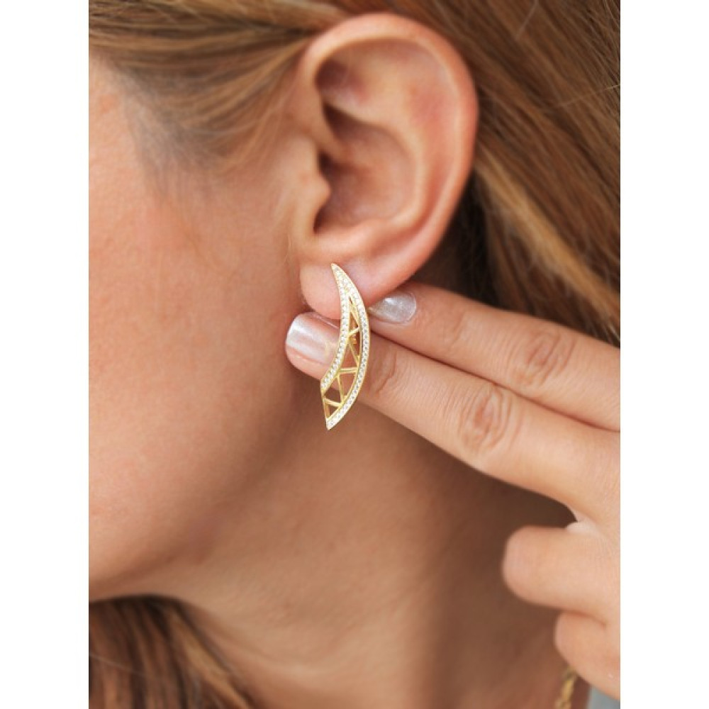 Neva Jewelry Taşlı Geometrik Küpe - Gold Gümüş Küpe Fiyatı