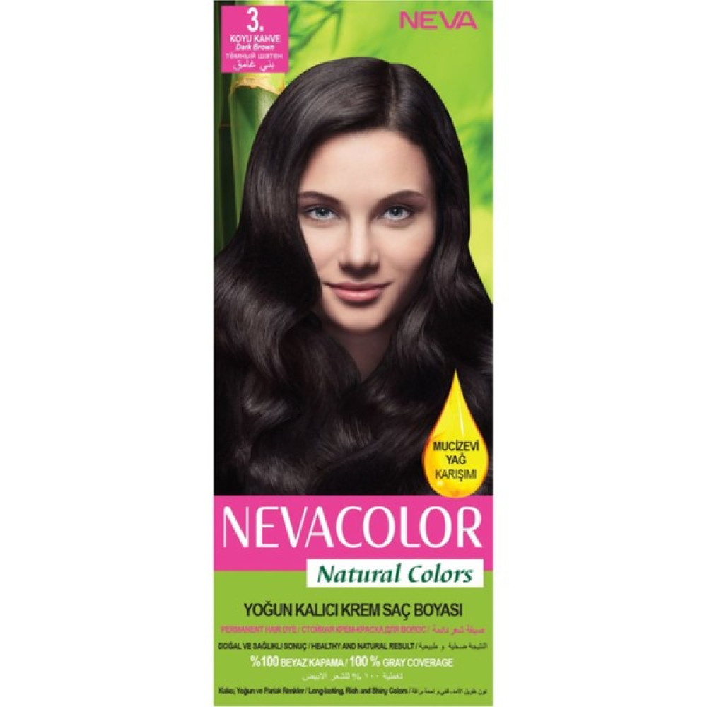 Nevacolor Natural Colors 3. Koyu Kahve - Kalıcı Krem Saç Boyası Seti - 3 Saç Boyası Fiyatı
