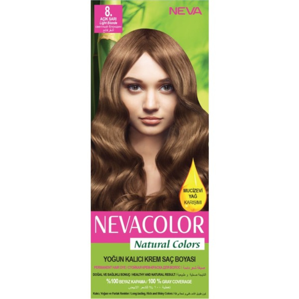 Nevacolor Natural Colors 8. Açık Sarı - Kalıcı Krem Saç Boyası Seti - 8 Saç Boyası Fiyatı