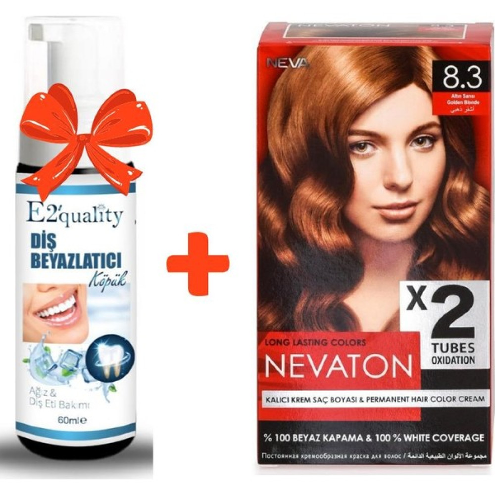 Nevaton E2'Quality Diş Beyazlatıcı Köpük + Nevaton Kalıcı Krem Saç Boyası 8.3 Altın Sarısı Oto Boyaları Fiyatı
