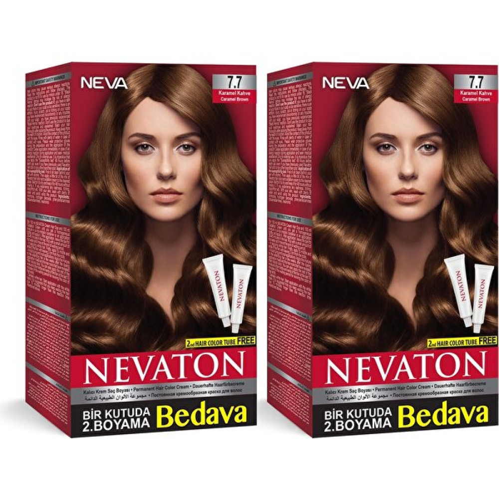 Nevaton Saç Boyası Nevaton 7.7 Karamel Kahve 2'li Set - Saç Boyası Fiyatı