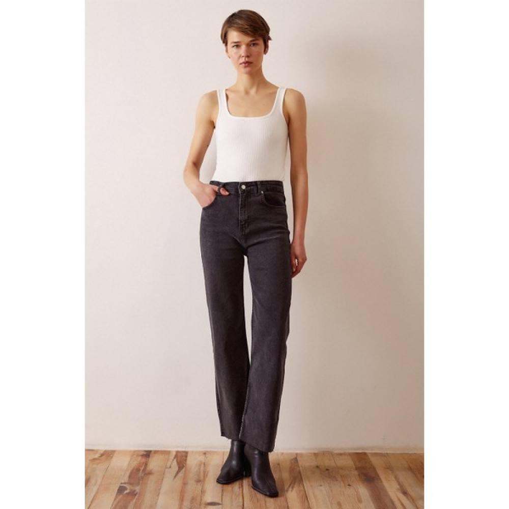 Never More Kesik Paça Yüksek Bel Jean Bayan Jeans / Kot Pantolon Fiyatı