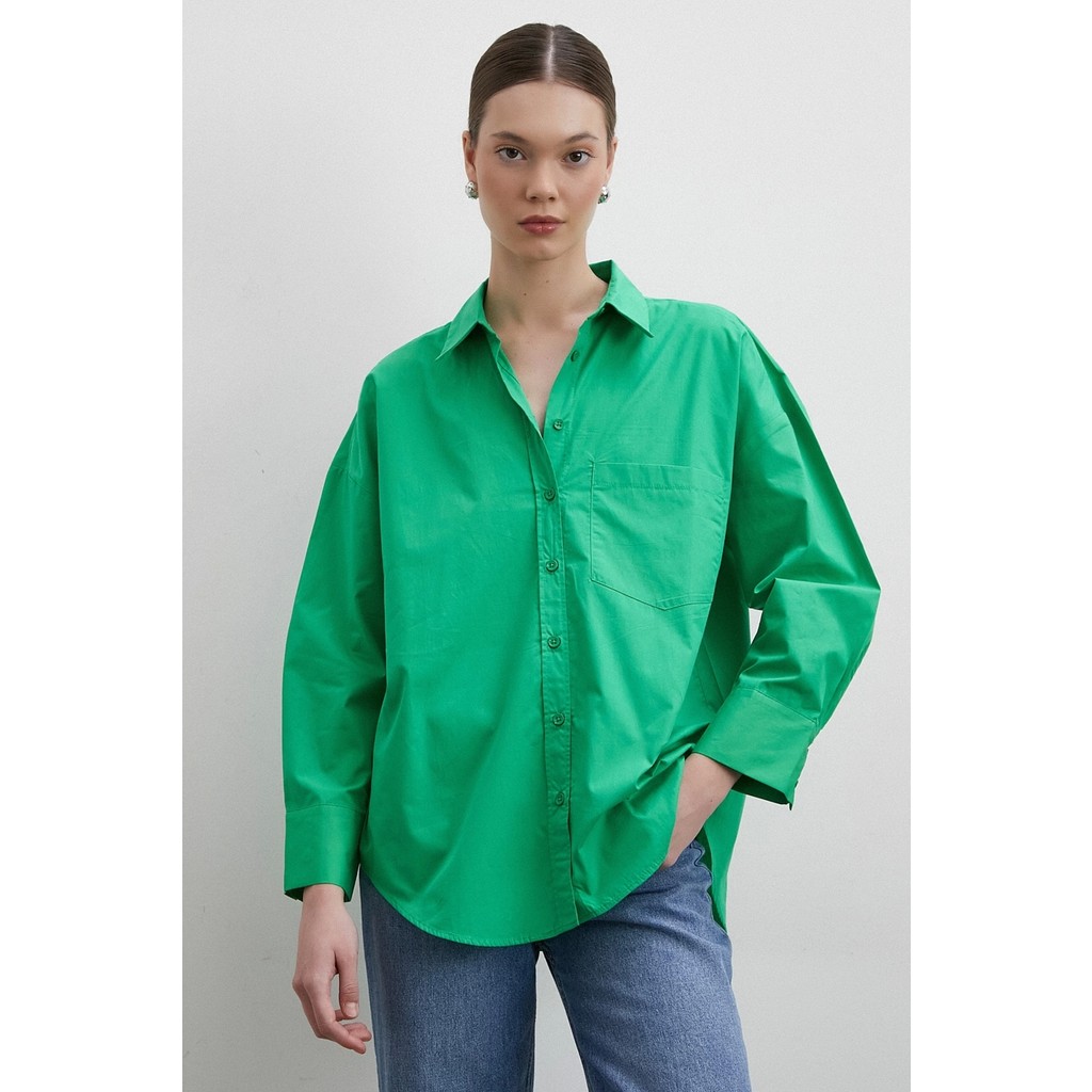 Never More Oversize Pamuklu Gömlek Yeşil Giyim & İç Giyim Fiyatı