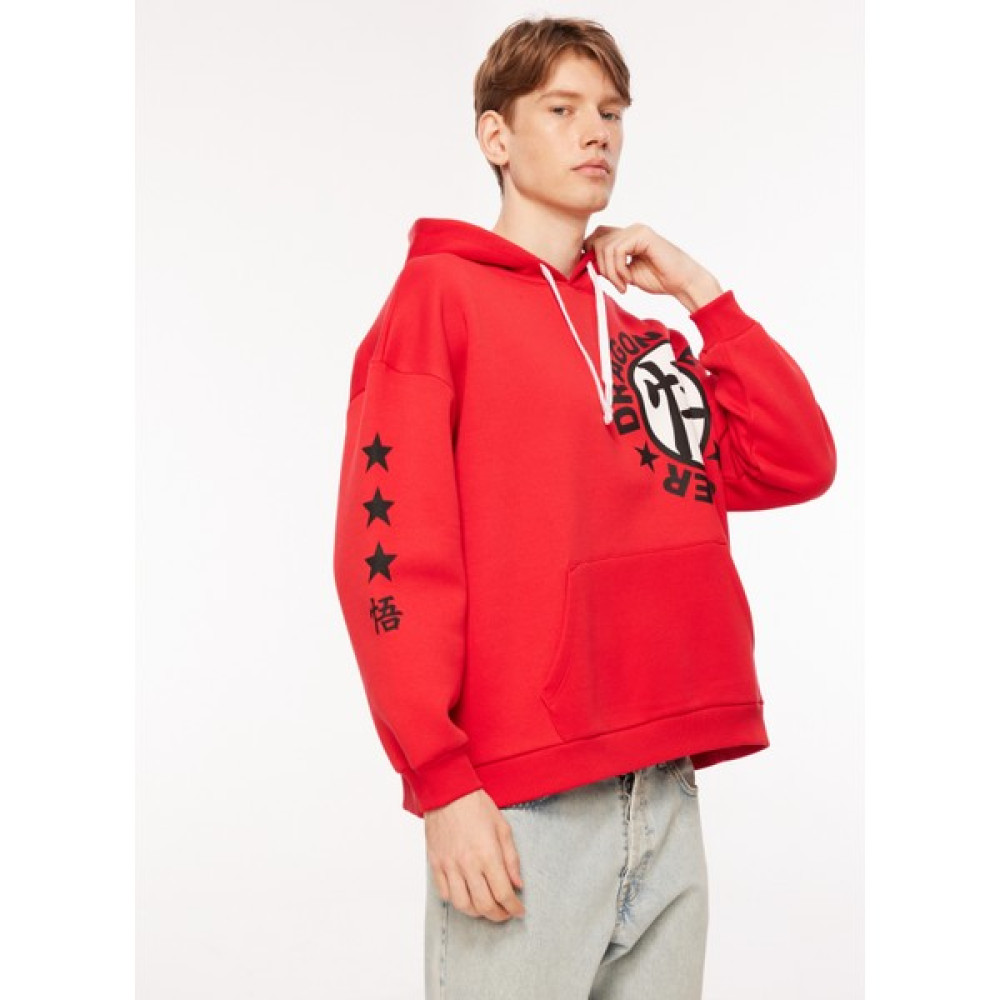 Never Say Never Erkek Kırmızı Kapüşonlu Oversize Düz Dragon Ball Sweatshirt BYL3805 Erkek Sweatshirt Fiyatı