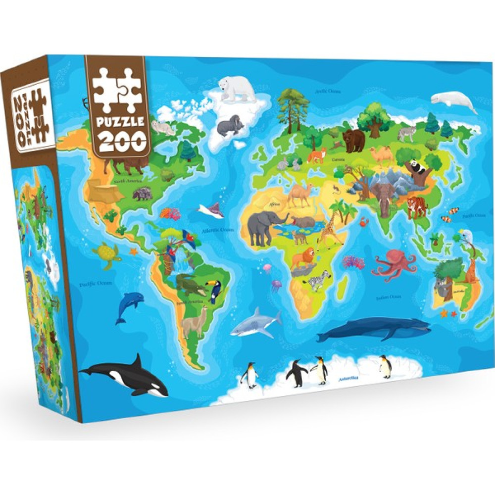Neverland 200 Parça - Anımal World Map (Hayvan Dünya Haritası) Eğitici Oyuncak Fiyatı