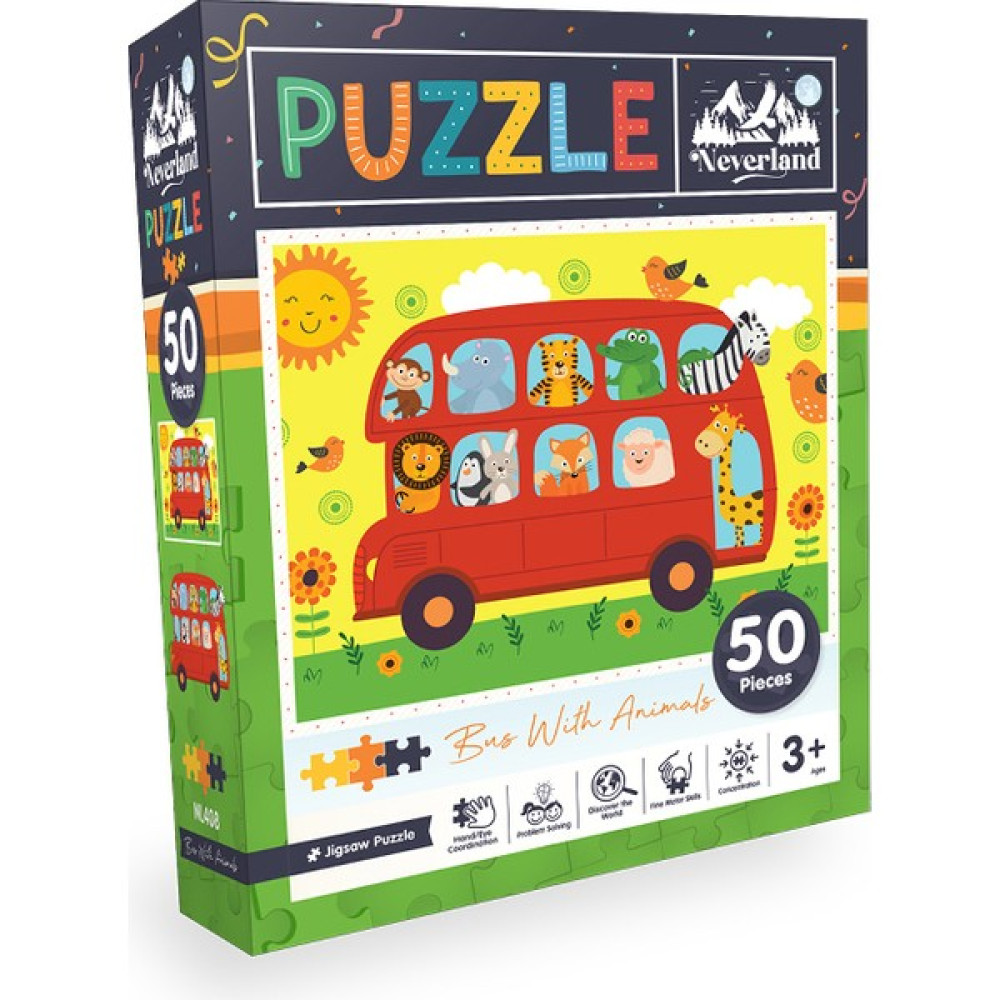 Neverland 50 Parça - Bus Wıth Anımals (Hayvanlarla Otobüs) Puzzle & Aksesuarları Fiyatı