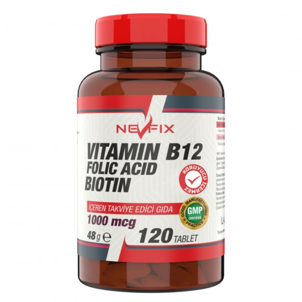 Nevfix Vitamin B12 Folic Acid Biotin 120 Tablet Kişisel Bakım Gereçleri Fiyatı