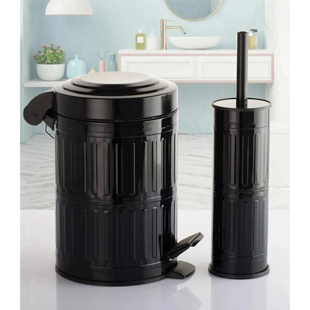 Nevhas Vintage 2 Li Banyo Seti Çöp Kovası ve Tuvalet Fırçası - Siyah Banyo Aksesuarları Fiyatı