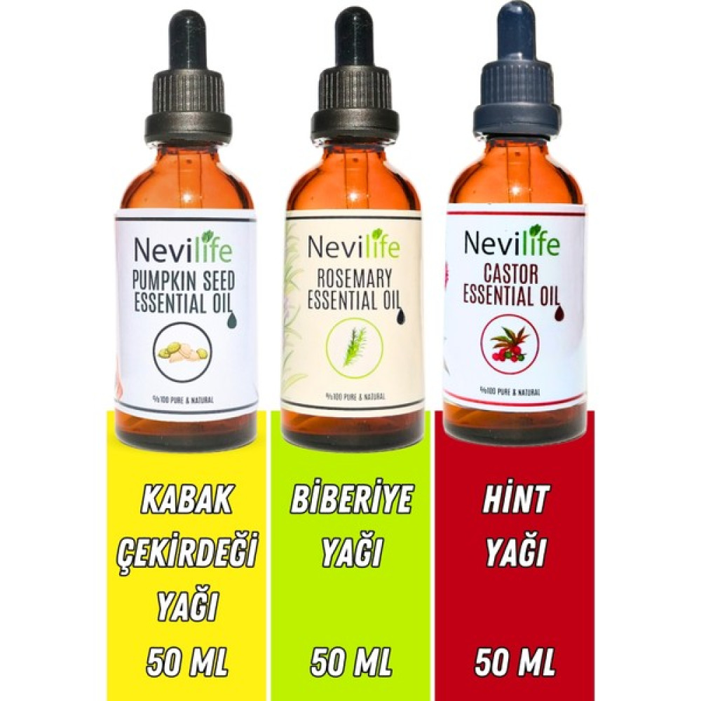 Nevilife Organik Biberiye Yağı, Hint Yağı, Kabak Çekirdeği Yağı Seti 50 ml Bitkisel Yağlar Fiyatı