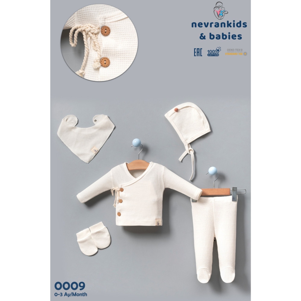 nevrankids Organik Ip Bağlama’lı Kokonat Düğme 5li Hastane Çıkışı 1-3 AY Beden Bebek Hastane Çıkışı Fiyatı