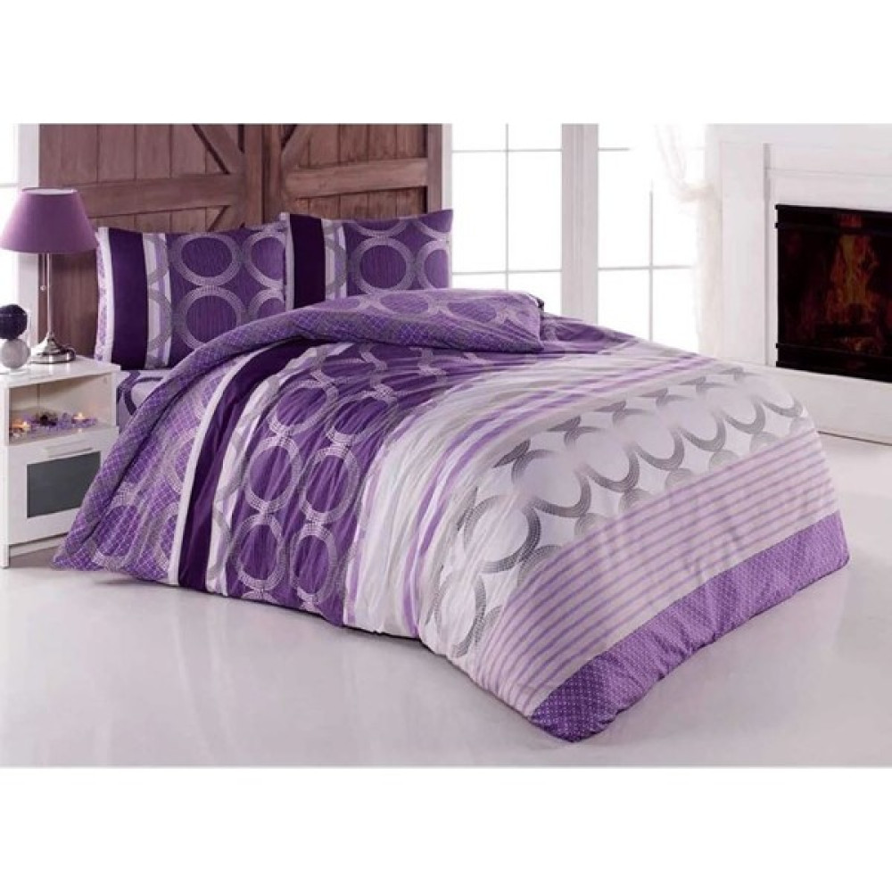 Nevresim Takımı Çift Kişilik Pamuk Ranforce Kumaş - Lila - Mor - 200 x 220 cm Nevresim Takımı Fiyatı