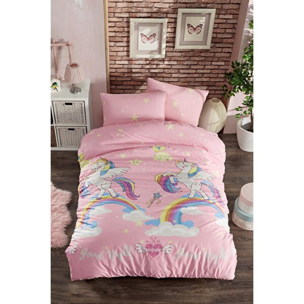 Nevresimev Unicorn Tek Kişilik Nevresim Set - 160 x 220 cm - Pembe Nevresim Takımı Fiyatı