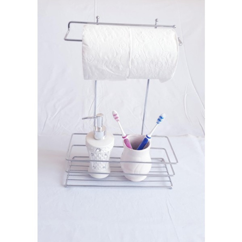 New and Single Banyo Düzenleyici Organizer Havluluk Diş Macunluğu ve Fırçalık Krom Paslanmaz Masa Üzeri Standı - 40 x 30 cm Banyo Aksesuarları Fiyatı