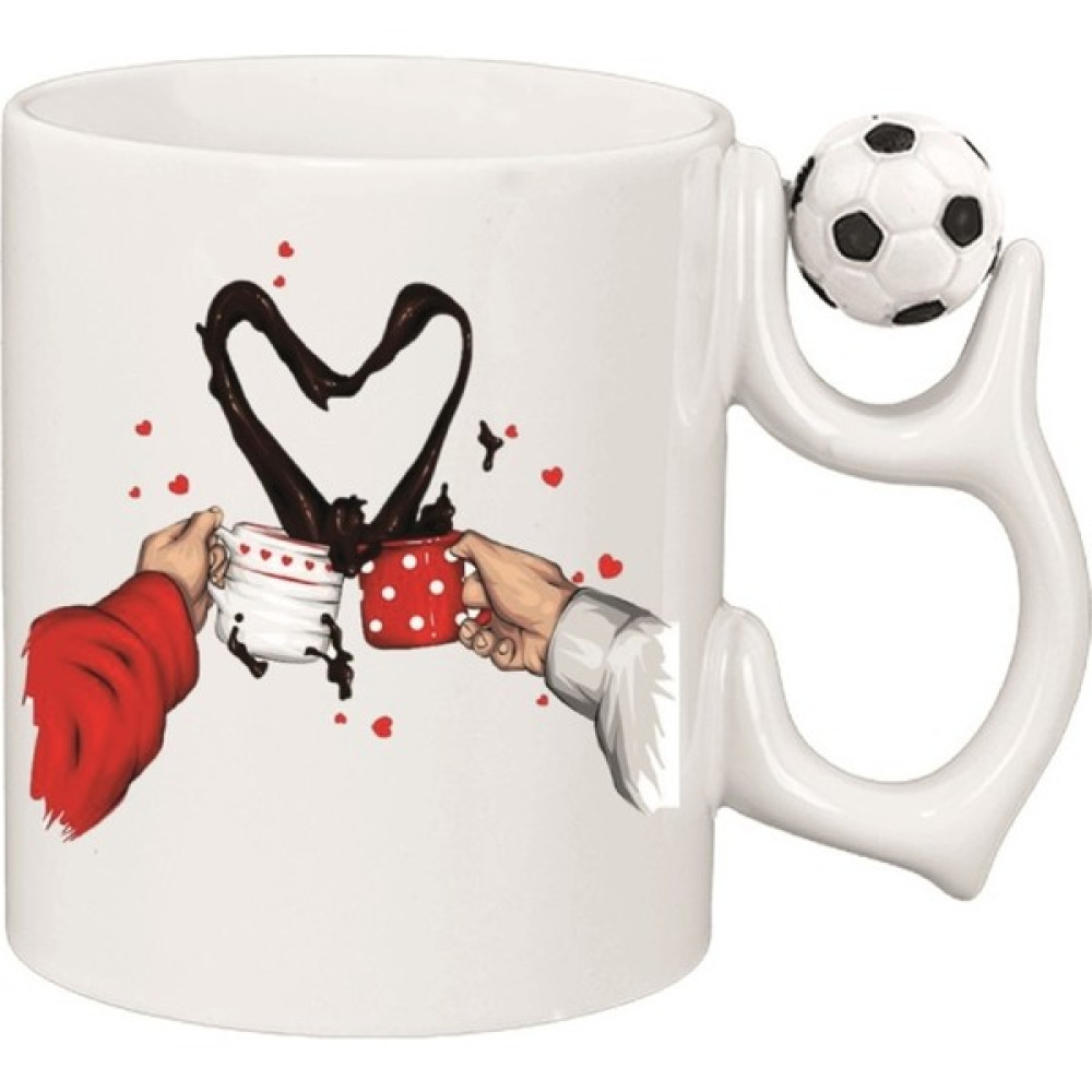New Ay-Er Kalpli Kahve Desen Futbol Top Kulplu Özel Süblimasyon Kaliteli Baskılı Bardak Kupalar - Renkli - 300 ml Oto Boyaları Fiyatı