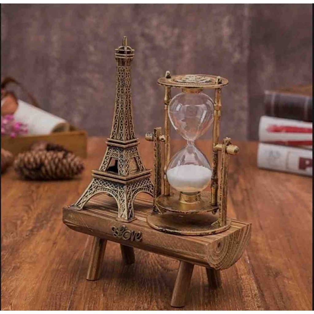 New Brend Home Eyfel Kulesi Paris Kum Saati Nostaljik Dekoratif Hediyelik Eiffel Retro Kum Saat Biblo Ahşap Standlı Biblo Fiyatı