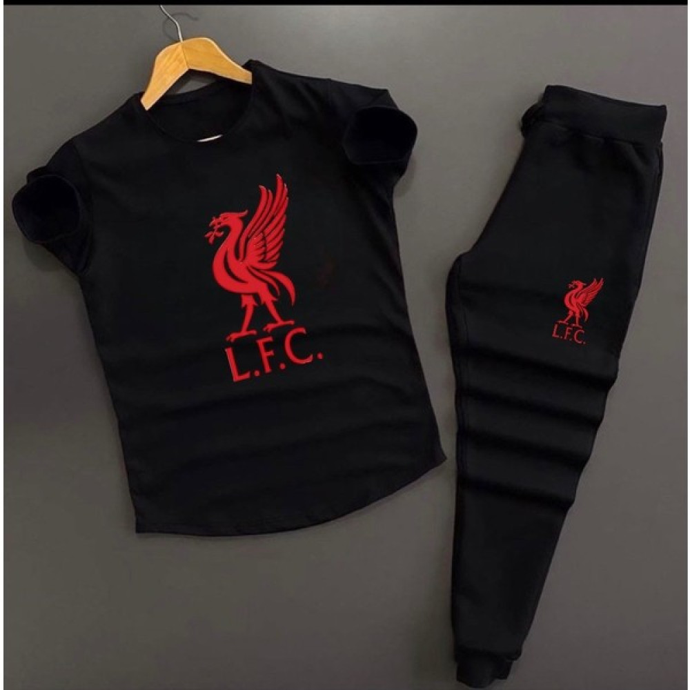 New Cabin Unisex Siyah L.f.c Baskılı Slim Fit Tişört- Siyah Dar Kesim Eşofman Altı Kombin Alt Üst Takım 2'li Erkek Eşofman Fiyatı