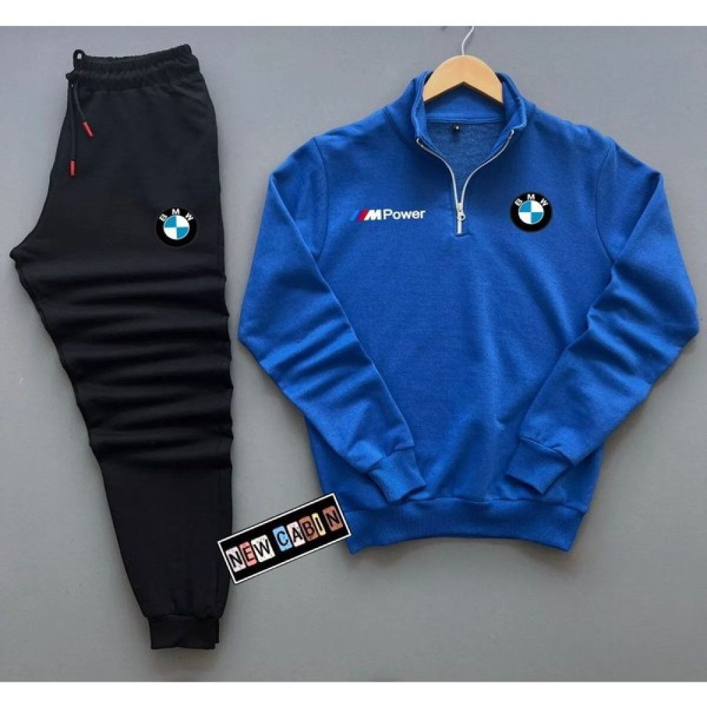 New Cabin Yarım Fermuarlı Bmw Baskılı Pamuklu Eşofman Takım Alt Üst 2'li Erkek Eşofman Fiyatı