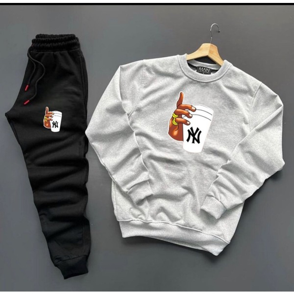 New Cabin Yeni Sezon Bardak Ny Baskılı Pamuklu Sıfır Yaka Sweat- Eşofman Altı 2'li Takım Erkek Sweatshirt Fiyatı