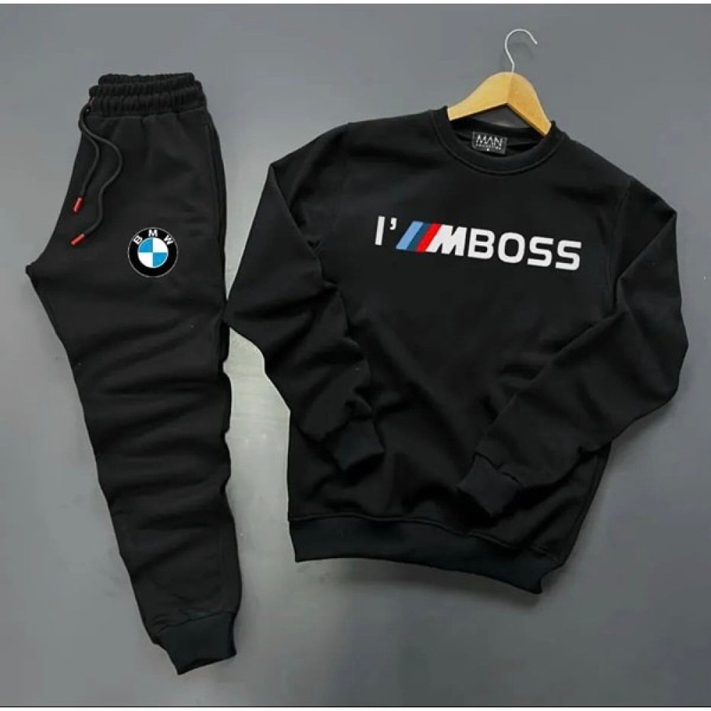 New Cabin Yeni Sezon I'm Boss Baskılı Pamuklu Sıfır Yaka Sweat-Pamuklu Kışlık Eşofman Altı 2'li Takım Erkek Eşofman Fiyatı