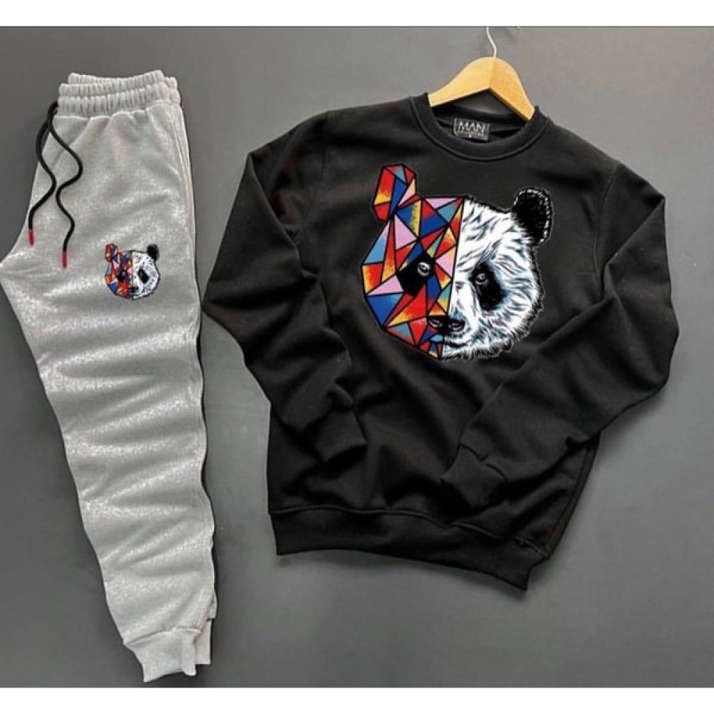 New Cabin Yeni Sezon Unisex Alt-Üst Tokyo Panda Baskılı Sıfır Yaka Sweat- Pamuklu Eşofman Altı 2'li Erkek Eşofman Fiyatı