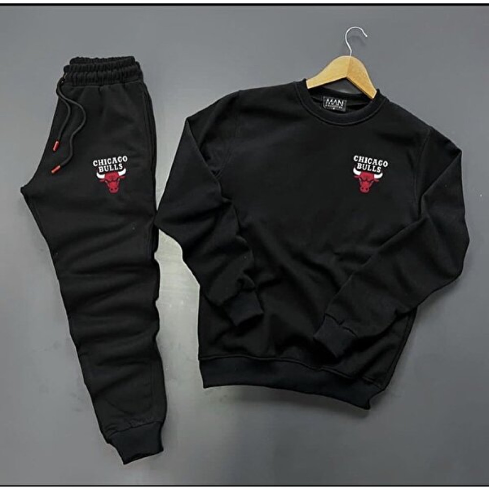 New Cabin Yeni Sezon Unisex Bulls Baskılı Gri Pamuklu Sıfır Yaka- Pamuklu Gri Eşofman Altı Takım 2'li Erkek Eşofman Fiyatı