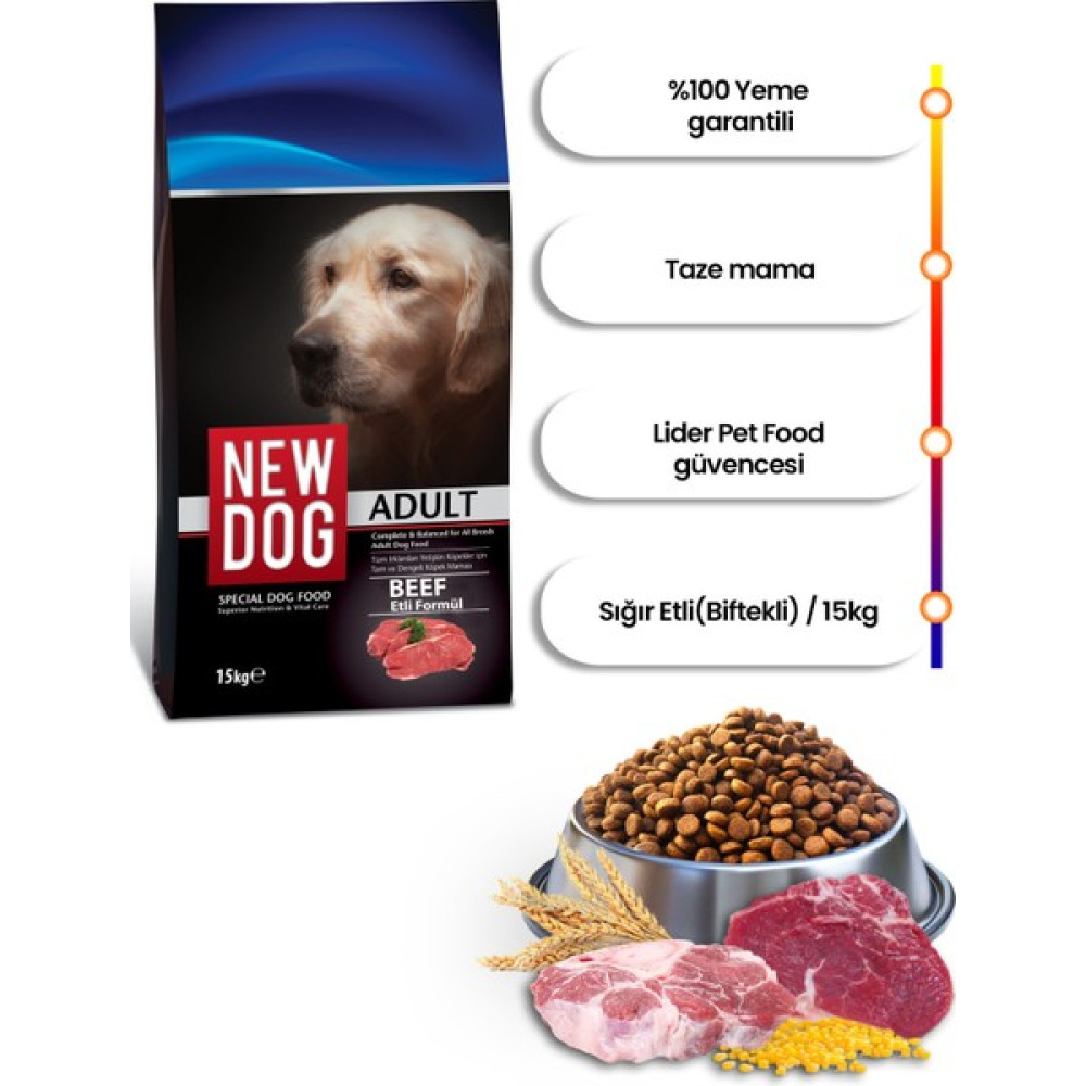 New Dog Sığır Etli Yetişkin Köpek Maması 15 Kg Evcil Hayvan Ürünleri Fiyatı