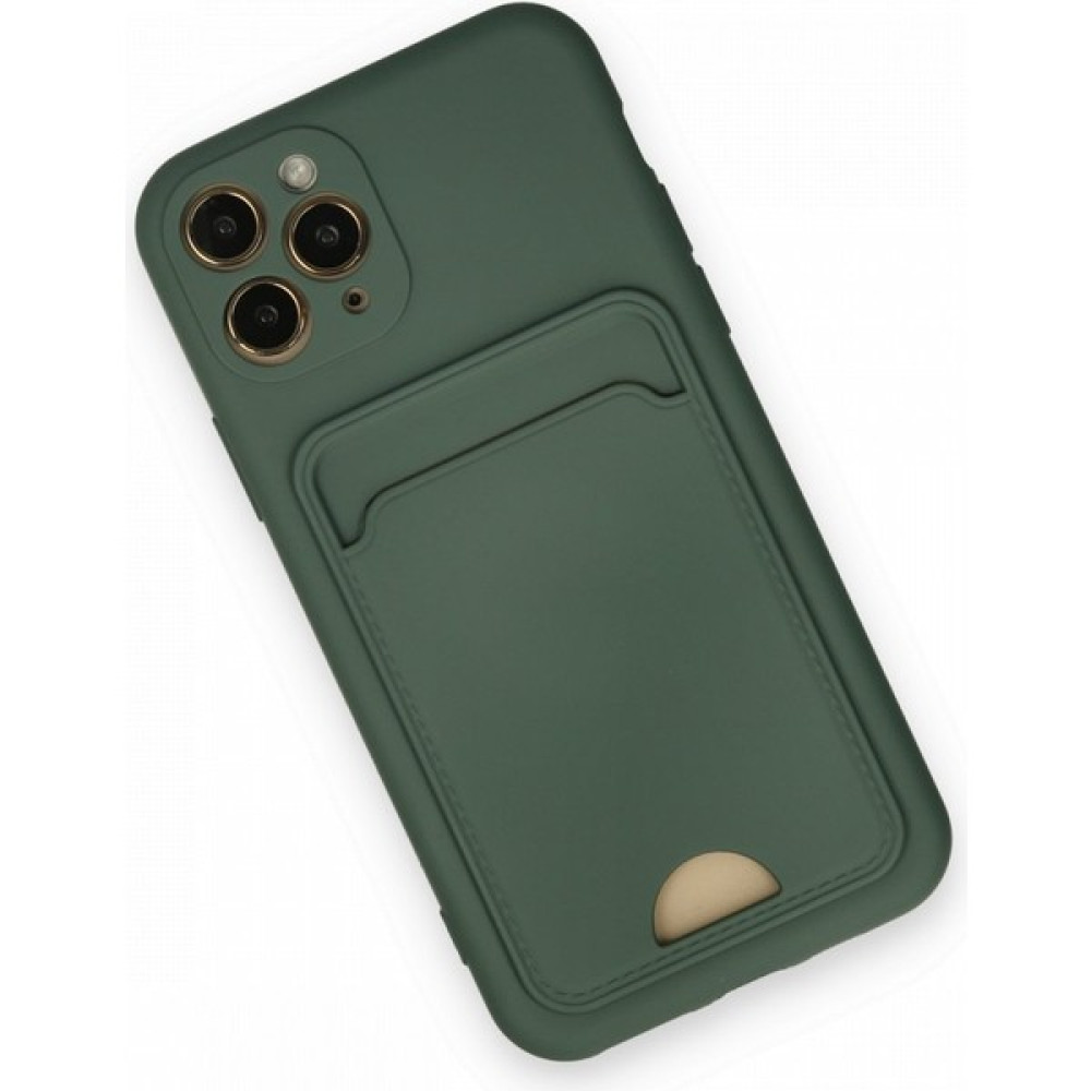New Face IPHONE 11 Pro Uyumlu Kelvin Kartvizitli Soft Silikon Kılıf - Koyu Yeşil Cep Telefonu Kılıfı Fiyatı