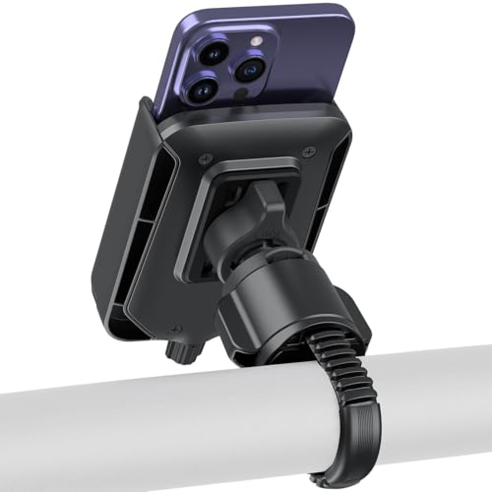 New Fi Bike Phone Holder, Motorcycle Phone Mount - Motorcycle Handlebar Cell Phone Clamp, Supports 360° All-Round up and Down Rotation,Scooter Phone Clip for 4.7" to 7.2" Smartphones