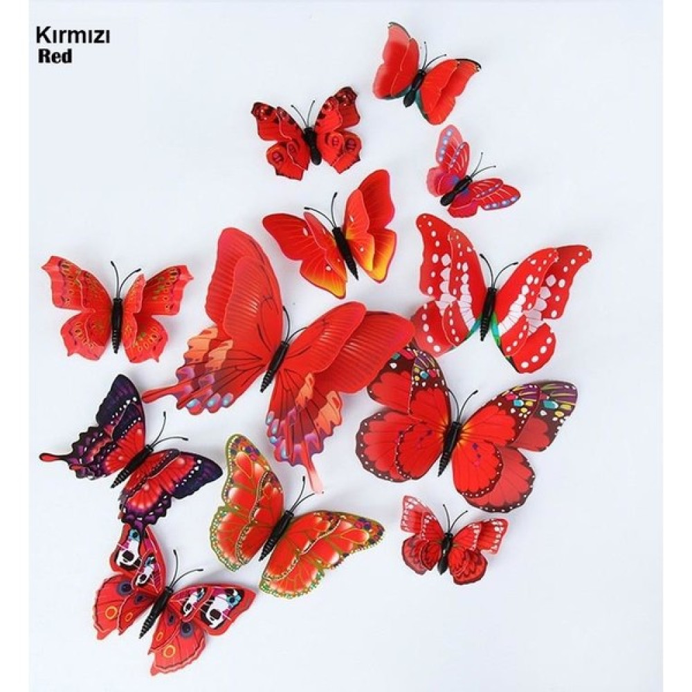 New Fly Duble Çift Katman Kanatlı Kelebek 3D Üç Boyutlu Kelebekler Duvar Stickerı Fiyatı