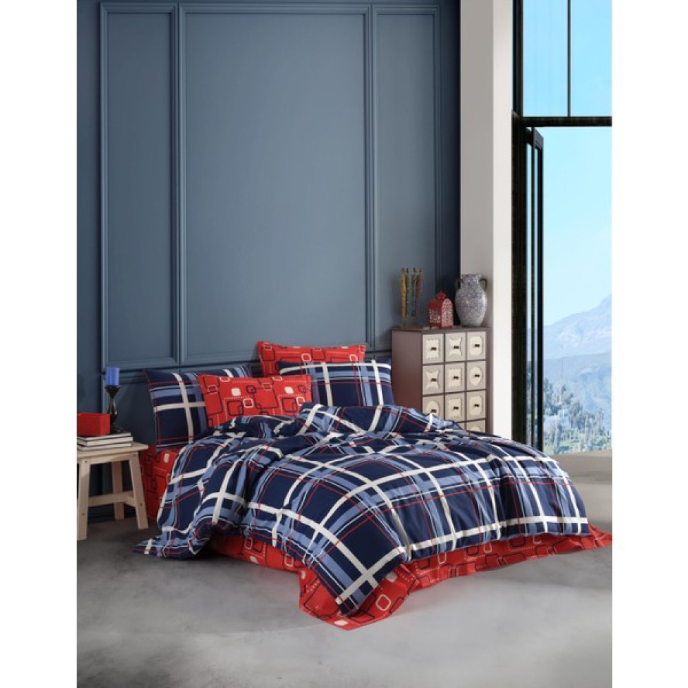 New Home Ranforce Çift Kişilik Nevresim Seti Row Lacivert - 200 x 220 cm - Renkli Nevresim Takımı Fiyatı