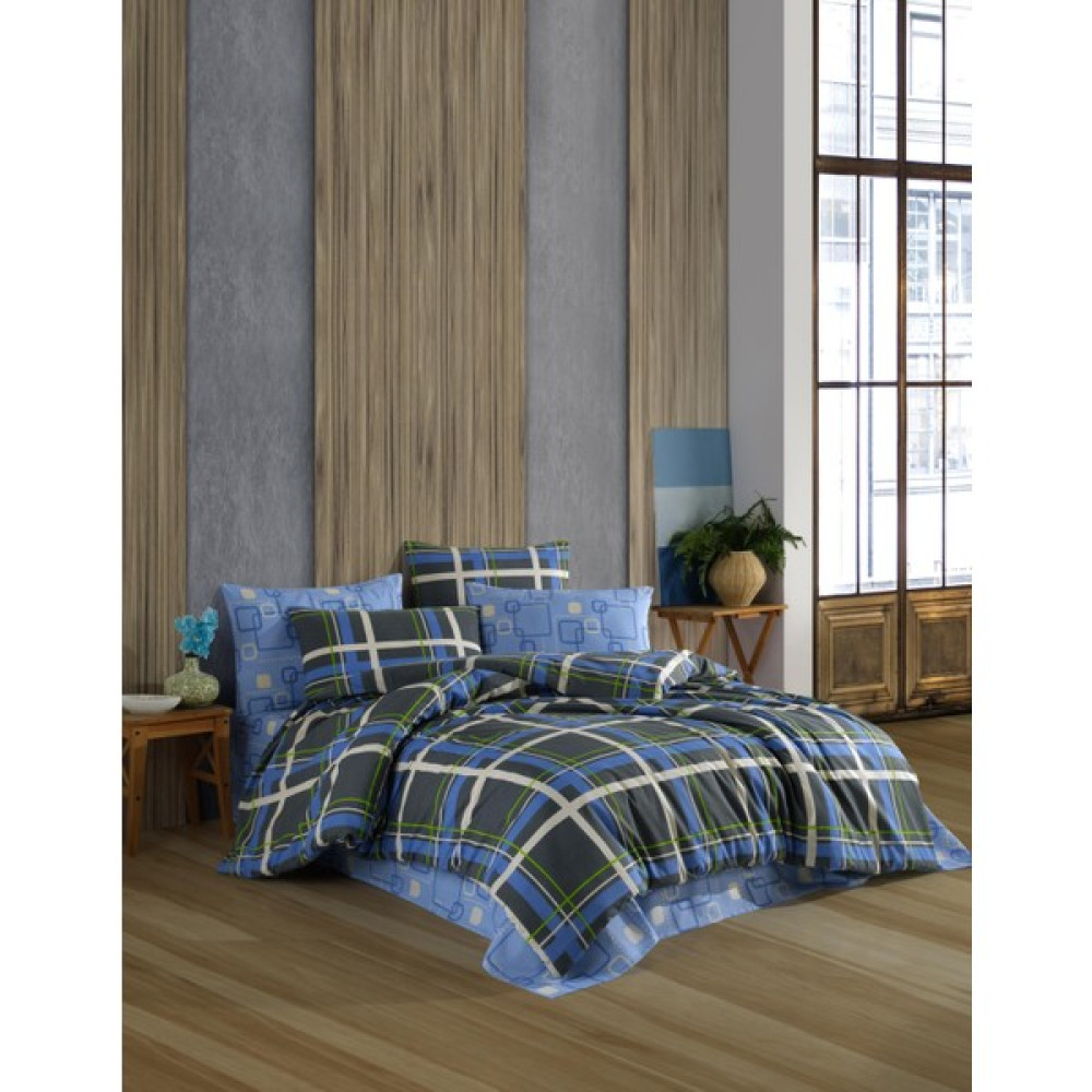 New Home Ranforce Çift Kişilik Nevresim Seti Row Mavi - 200 x 220 cm - Renkli Nevresim Takımı Fiyatı