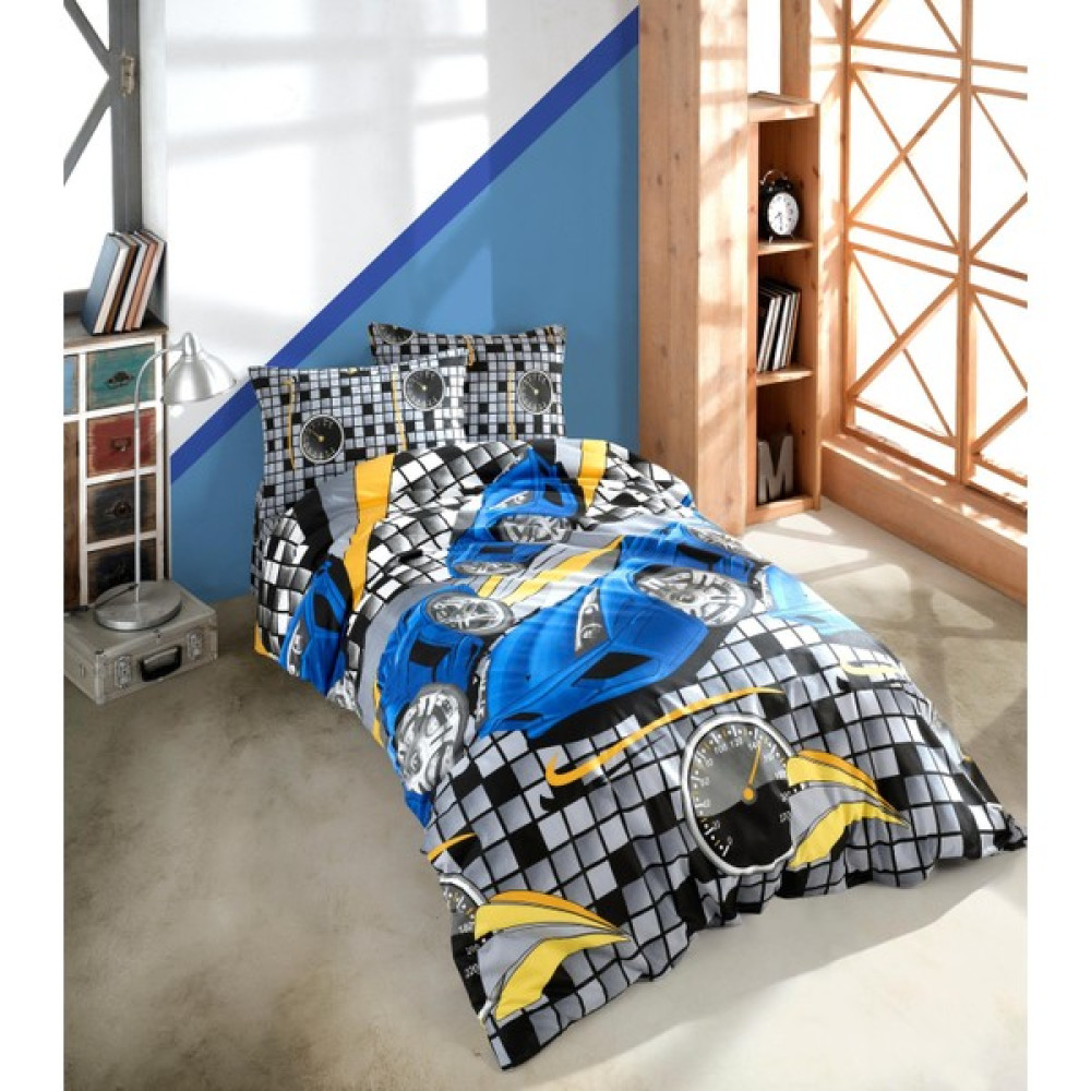 New Home Ranforce Speed Mavi Tek Kişilik Nevresim Seti - 160 x 220 cm - Renkli Nevresim Takımı Fiyatı