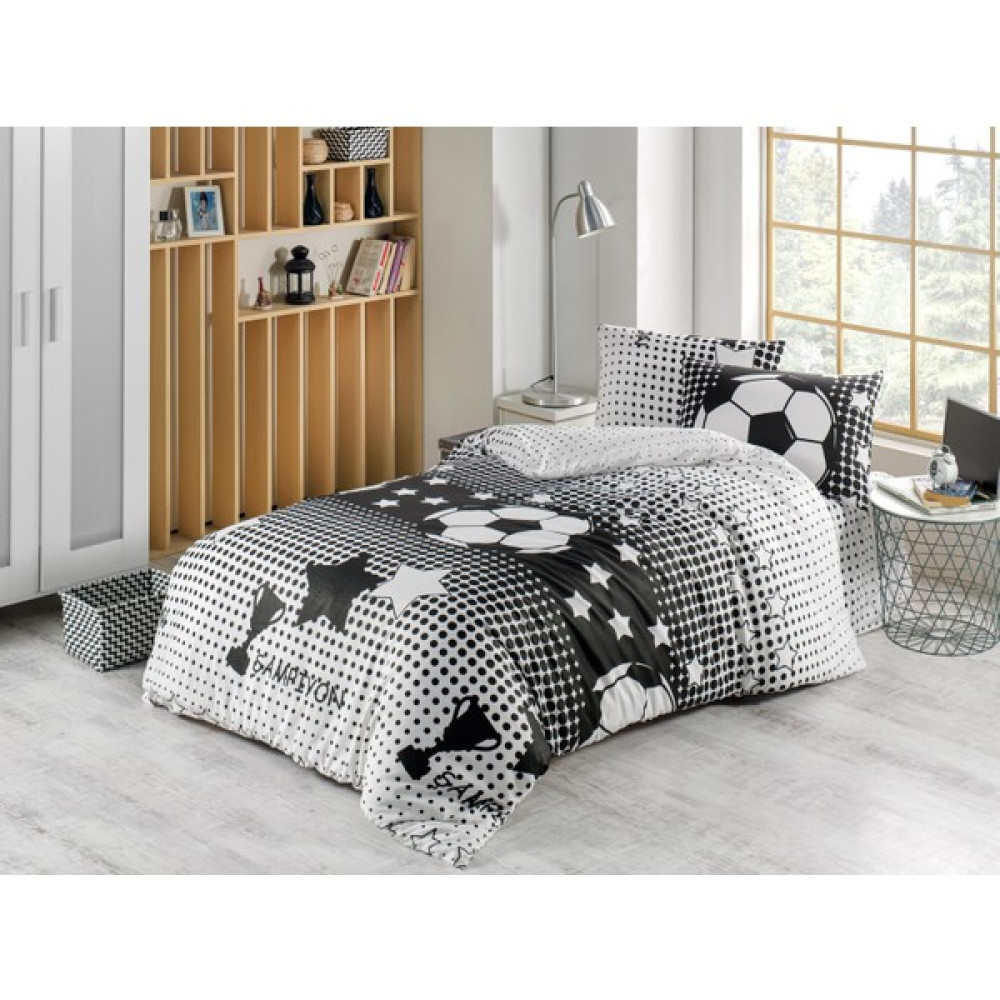 New Home Taraftar Tek Kişilik Nevresim Seti Siyah Beyaz - 160 x 220 cm - Renkli Nevresim Takımı Fiyatı