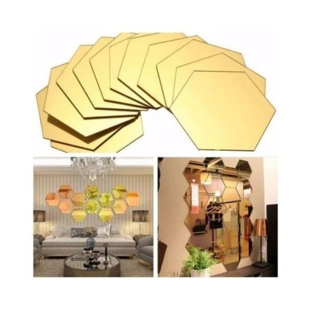 New Jargon Bal Peteği Gold Antre Duvar Pleksi Yapışkan Bantlı Dekoratif Altıgen 12X Süs Akrilik Ayna 11 x 12,5 cm Ayna Fiyatı